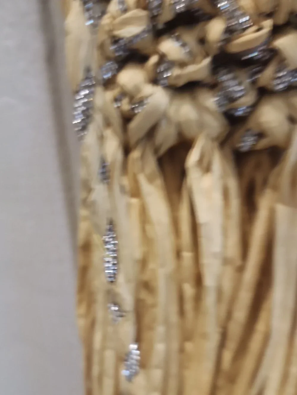 Kurt Geiger Straw Fringe Hanging Bag in Natural with Silver Accents